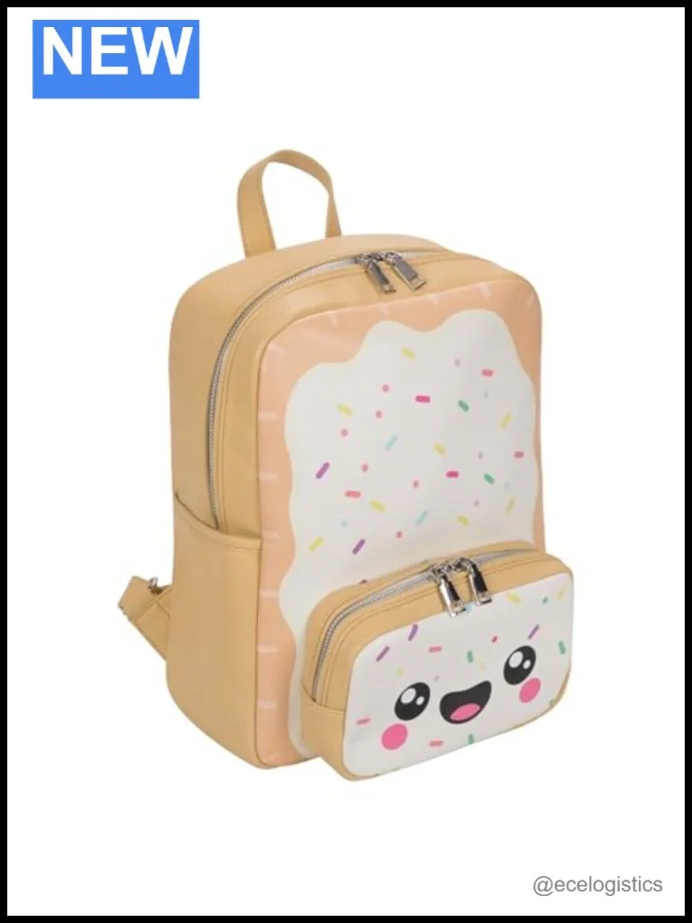 Kawaii Poptart Faux Leather Backpack Purse, Unisex Cute Foodie Mini Travel